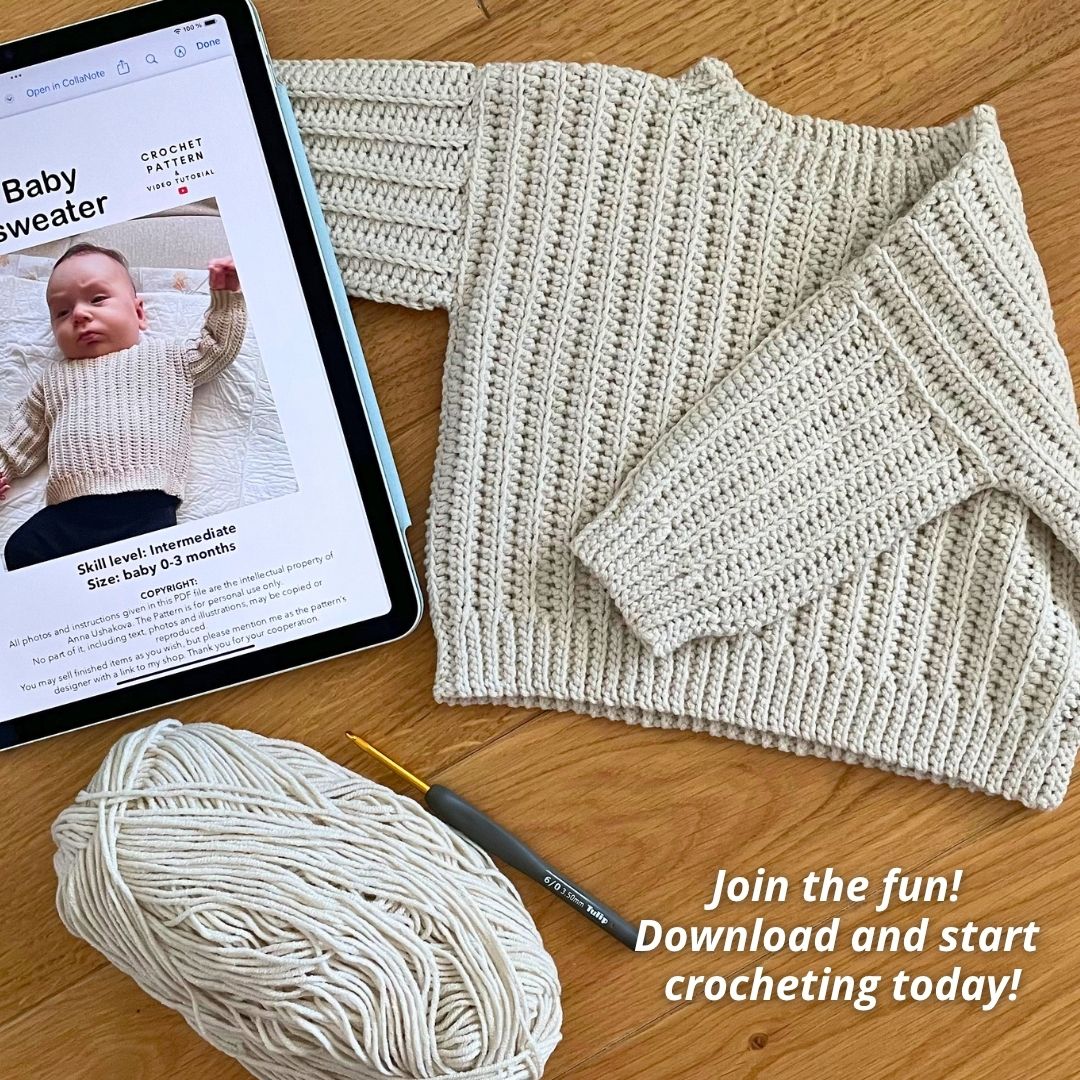 Crochet baby sweater pattern with name tutorial