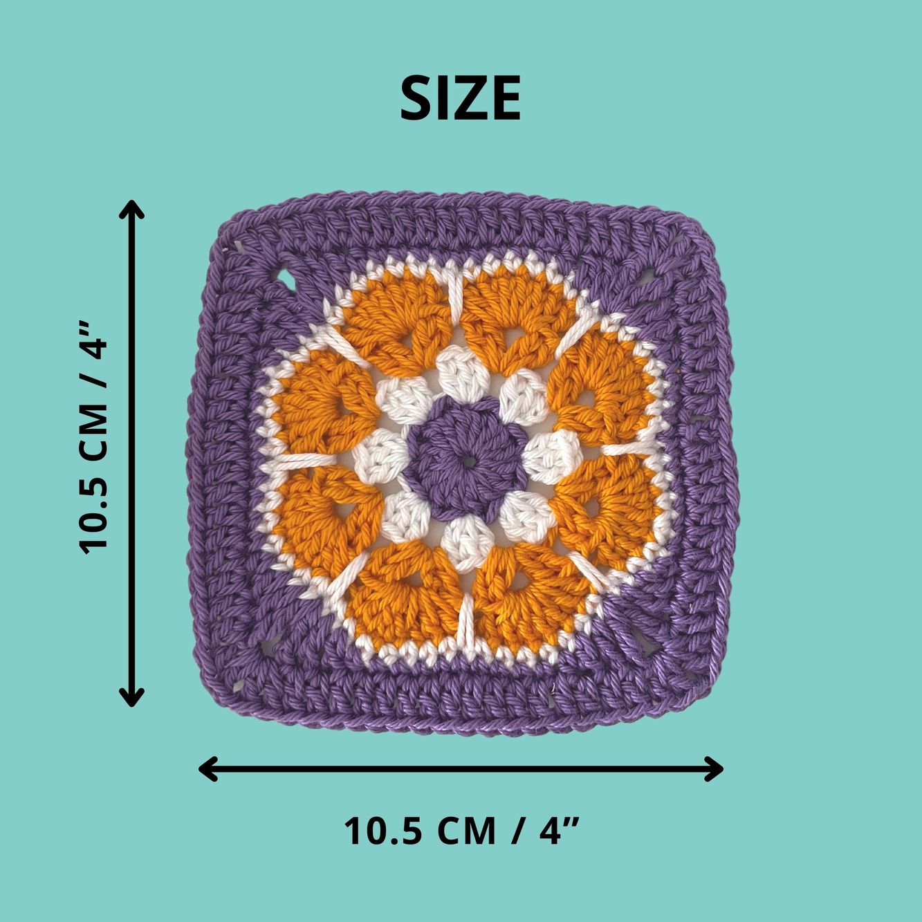 Size of Granny square African flower crochet pattern