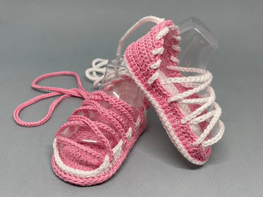 Crochet pattern baby girl summer sandals, greek gladiator girl shoes