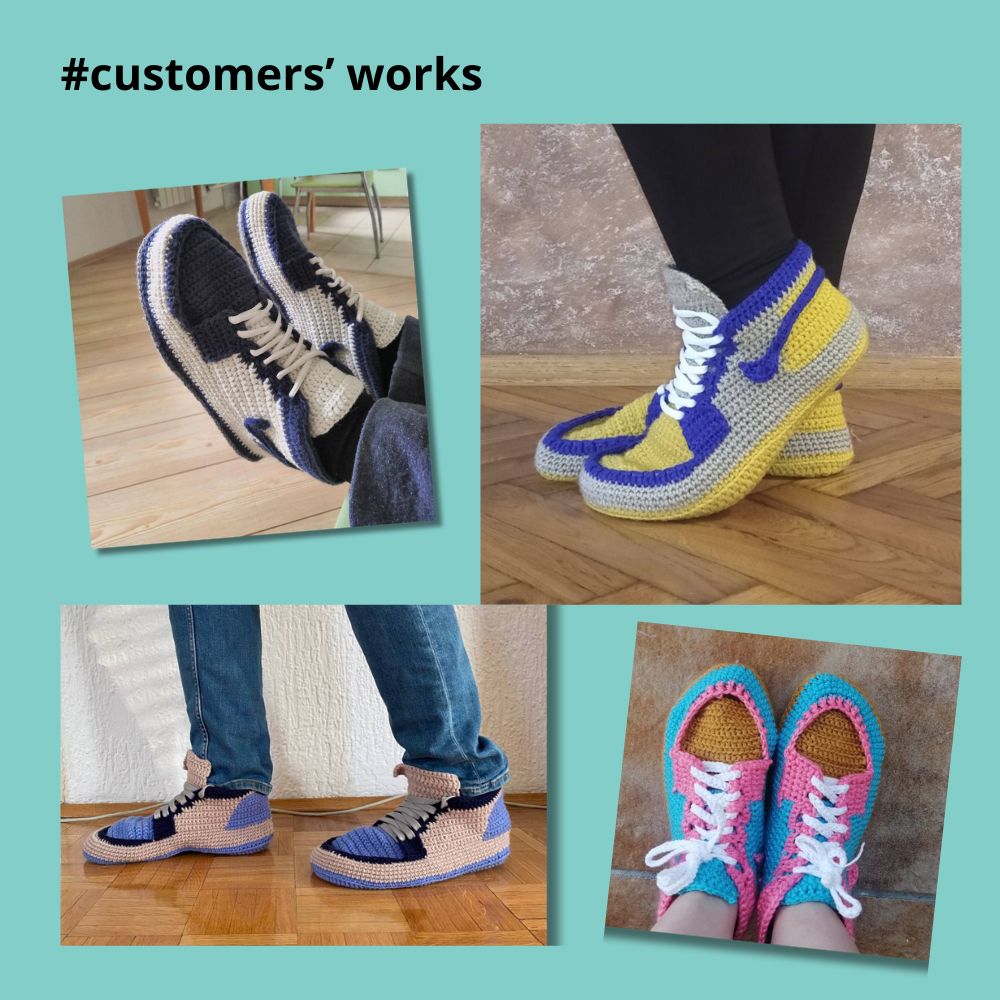 Sneaker slippers for men crochet pattern