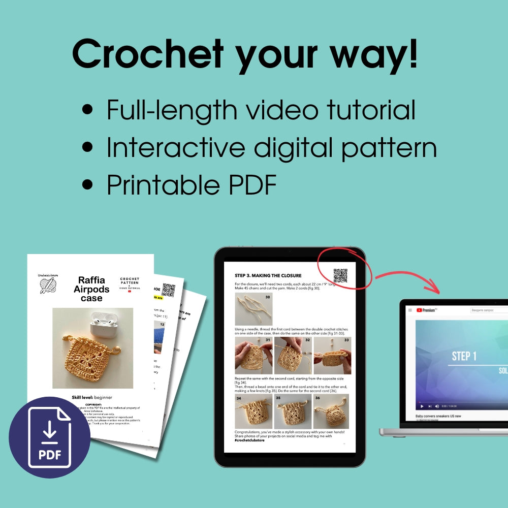 Crochet raffia Airpods case FREE pattern
