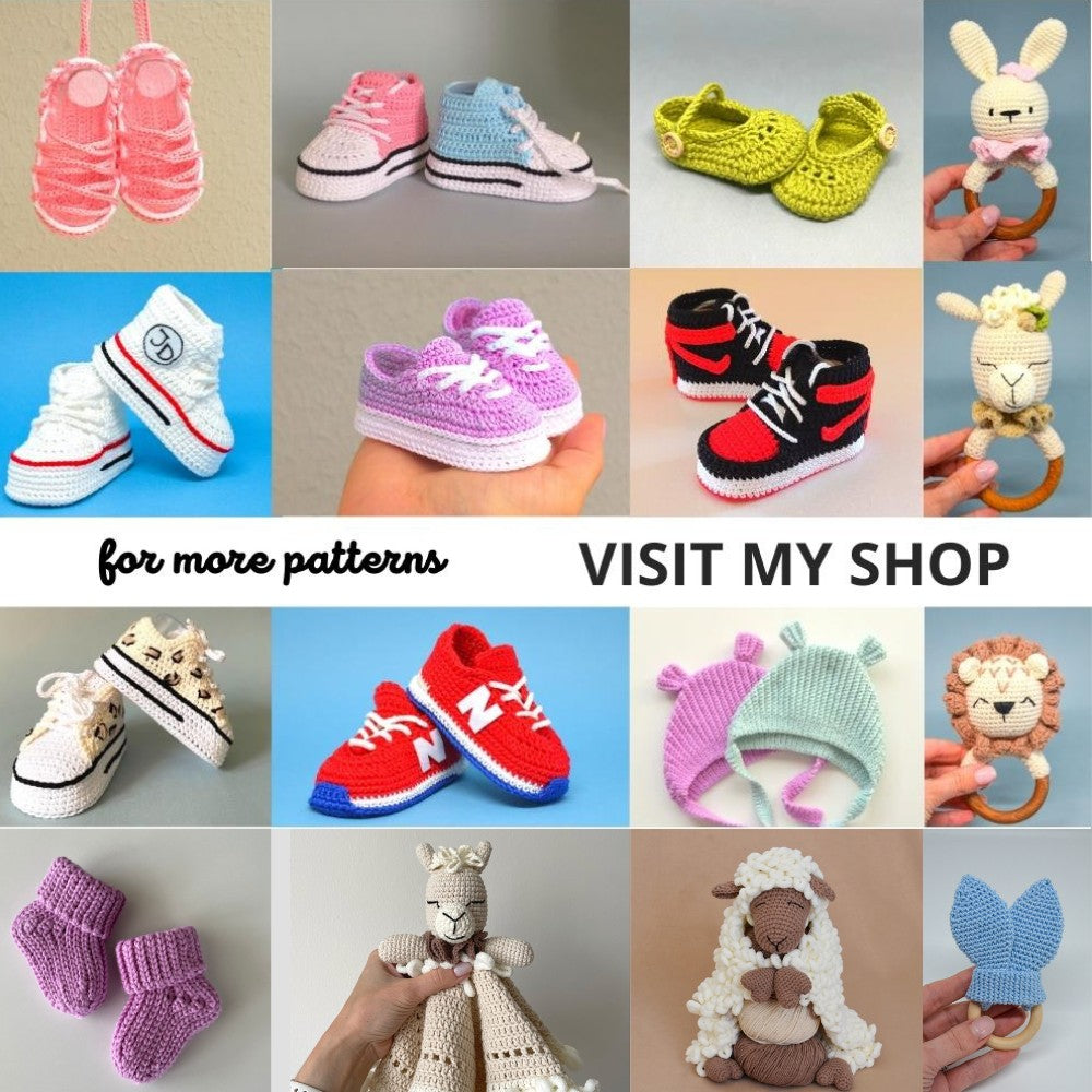 Explore more baby shoe patterns – Matching booties, sneakers, and cozy crochet options for all occasions.