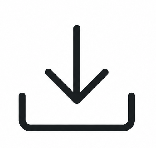 Icon with an arrow pointing downwards and text 'Instant PDF download' on a white background