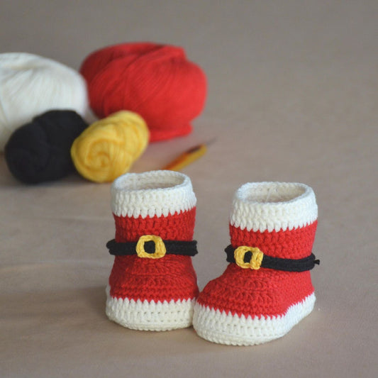 Christmas baby booties crochet pattern