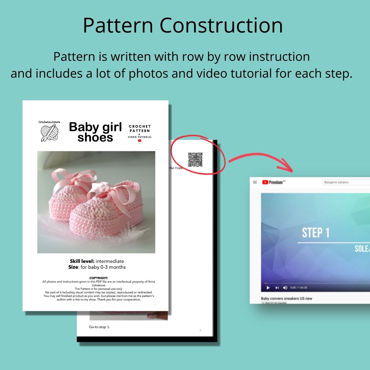 Crochet baby girl shoes pattern