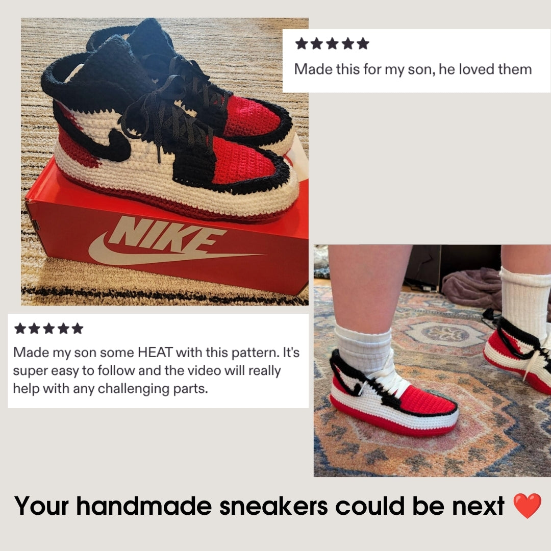 Sneaker slippers for men crochet pattern