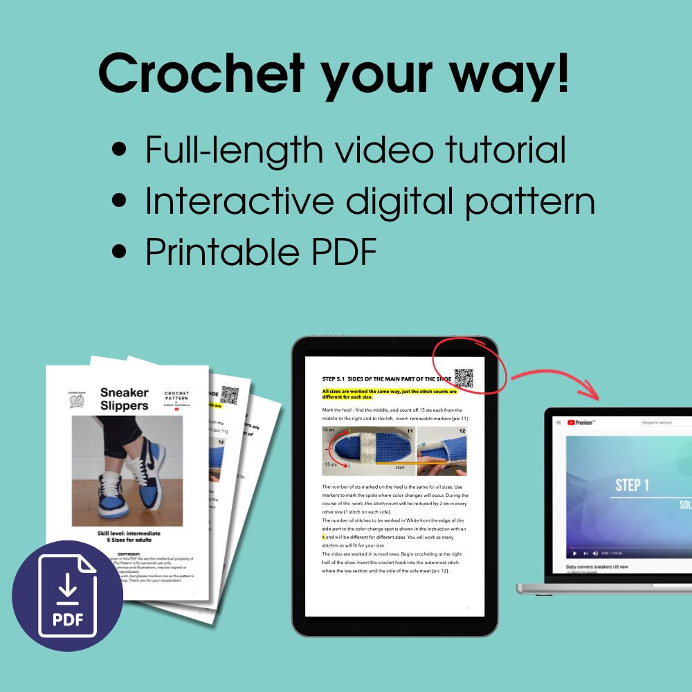 Sneaker slippers for men crochet pattern