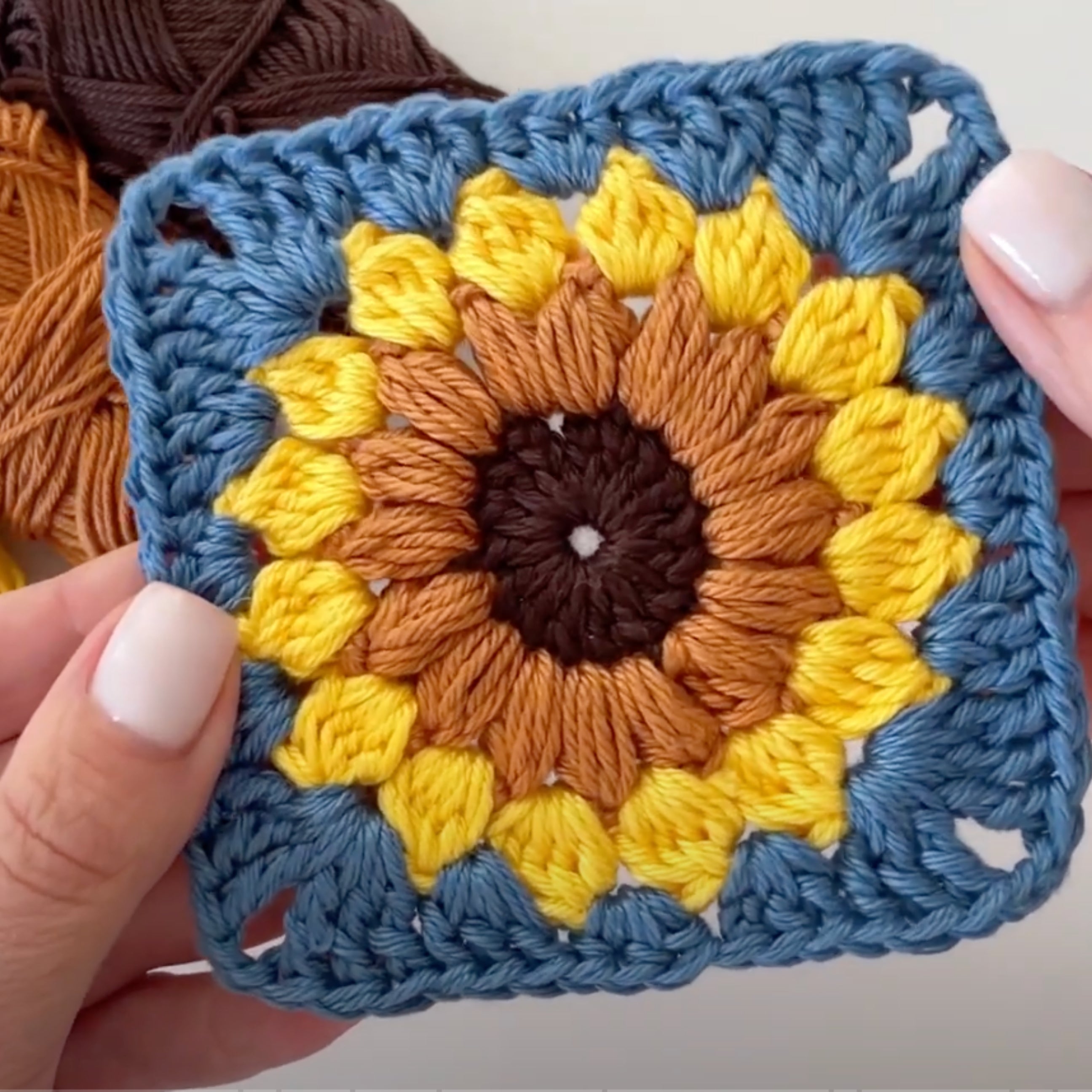 Sunflower Granny Square Crochet Pattern CrochetClubStore sunflower-granny-square-crochet-pattern-crochetclubstore