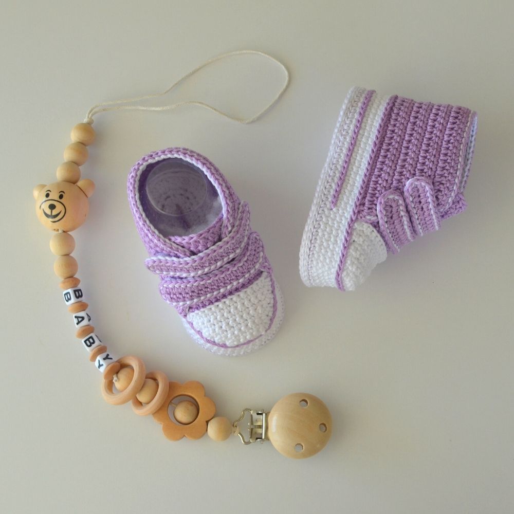 Häkelmuster für hohe Baby-Sneakers, Baby-Klettverschluss-Schuhe