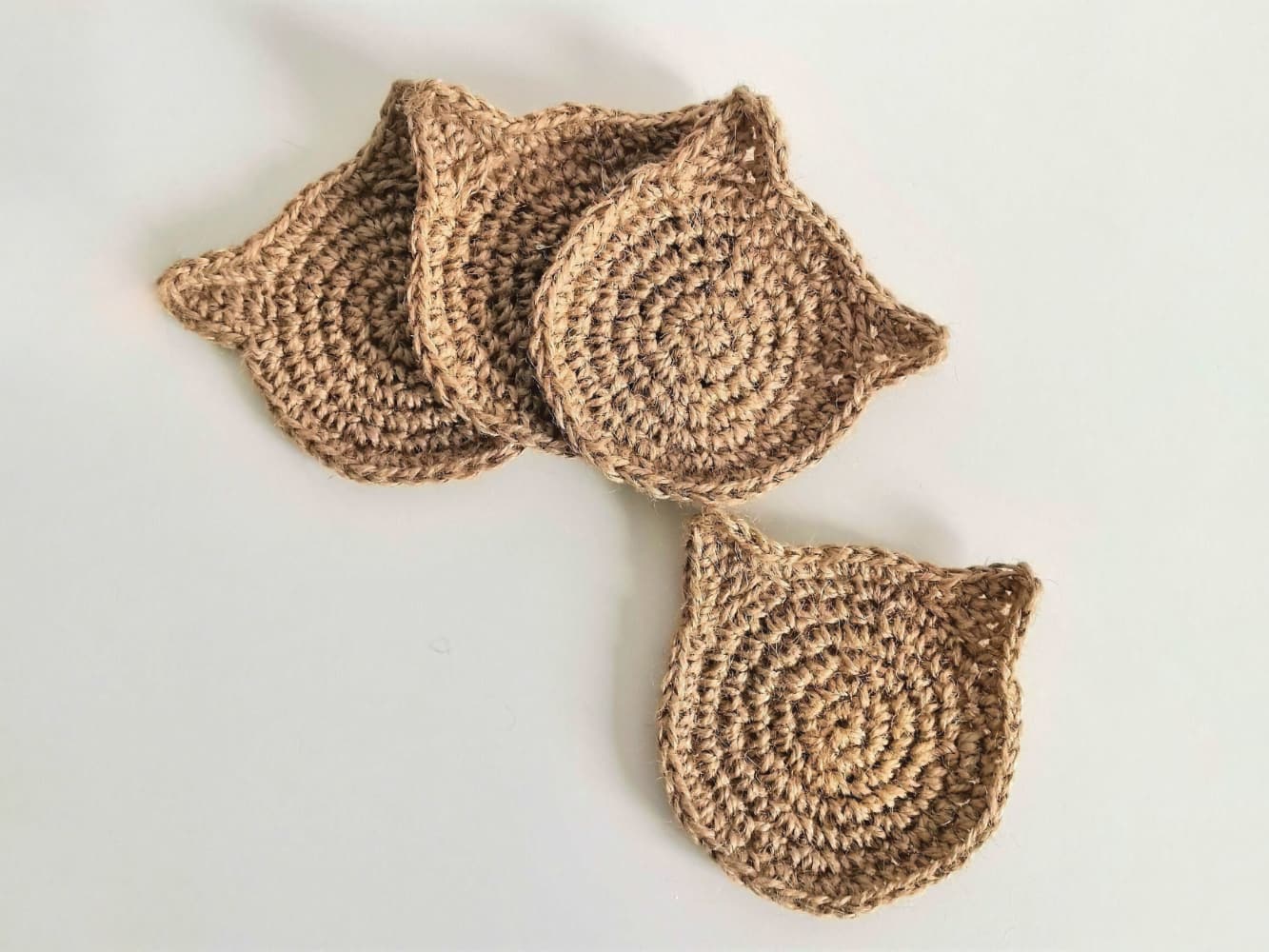 Crochet Cat Jute Coasters easy pattern