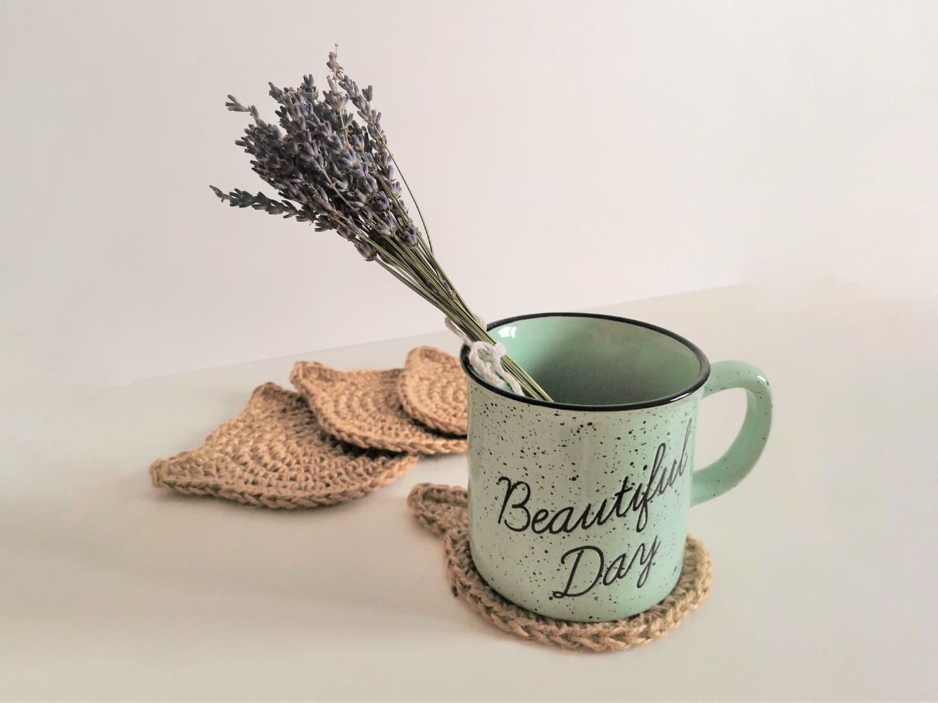 Crochet Cat Jute Coasters easy pattern