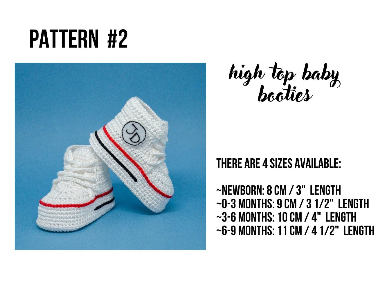 Crochet baby booties patterns bundle, set of 4 sneakers