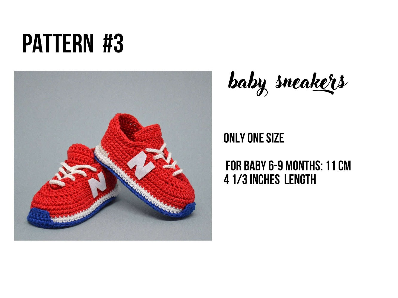 Crochet baby booties patterns bundle, set of 4 sneakers