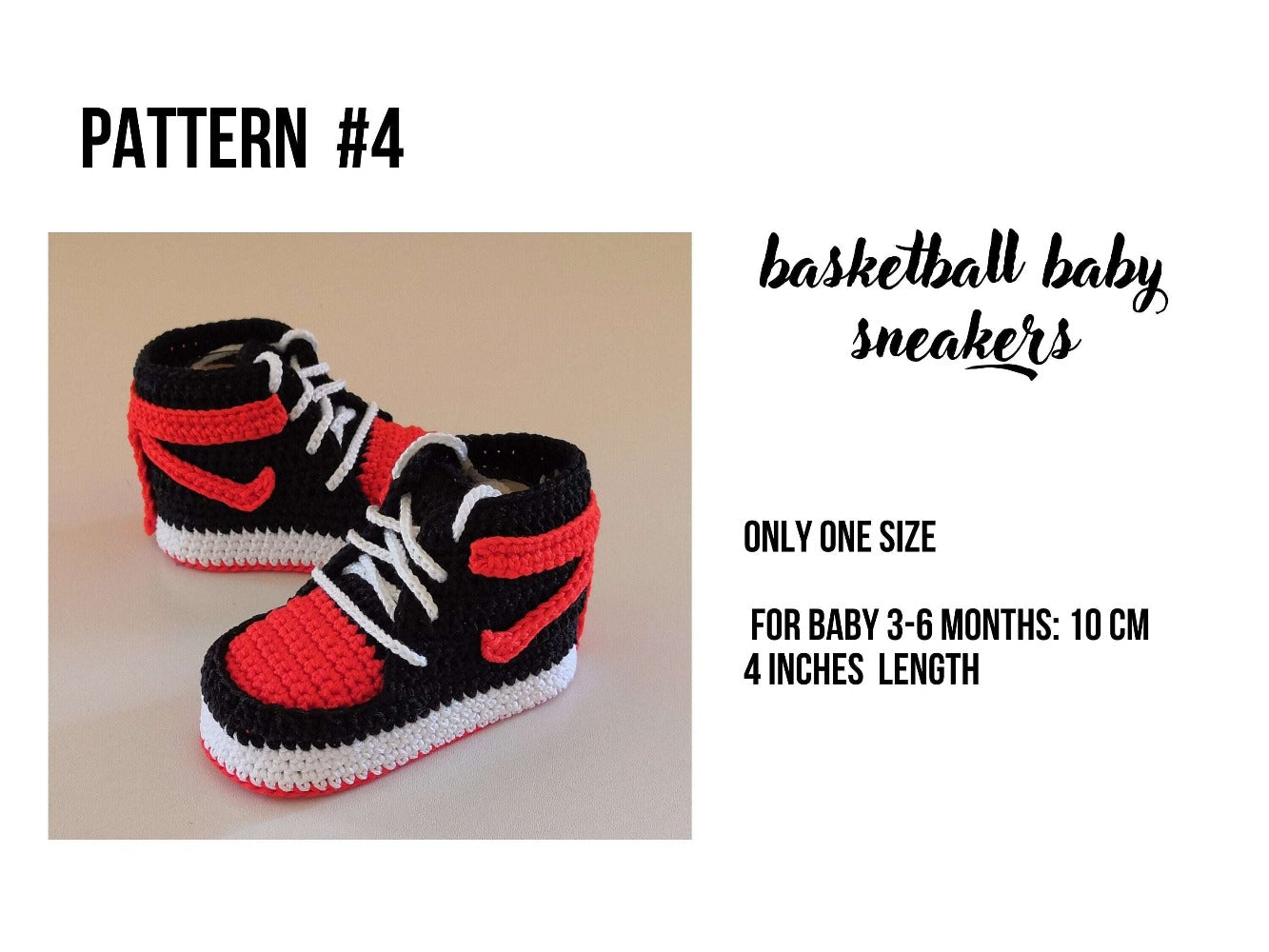 Crochet baby booties patterns bundle, set of 4 sneakers
