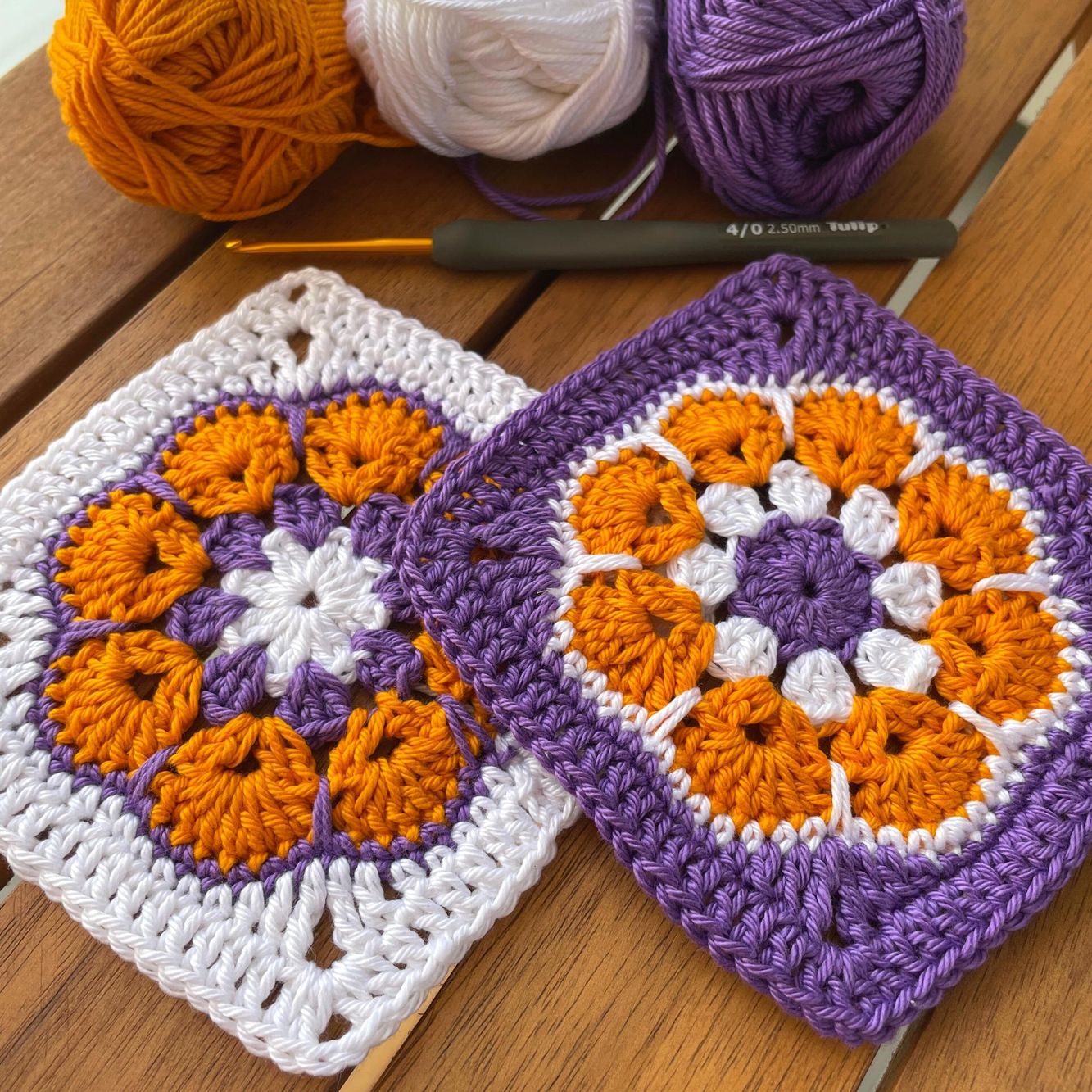 Granny square African flower crochet pattern