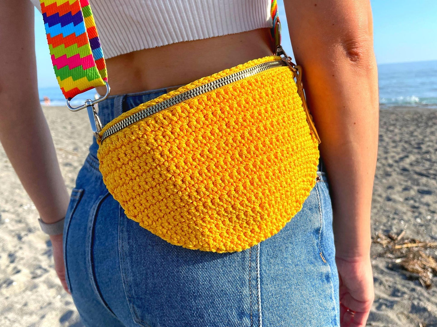 Crochet Fanny pack pattern | Beach sling bag unisex