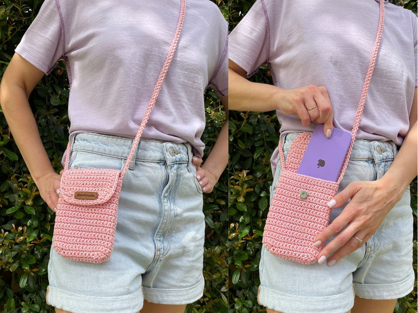 Crochet cell phone pouch