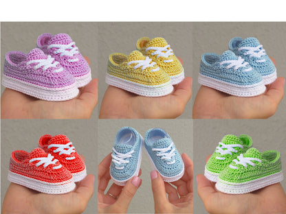 Crochet pattern baby girl boy color sneakers