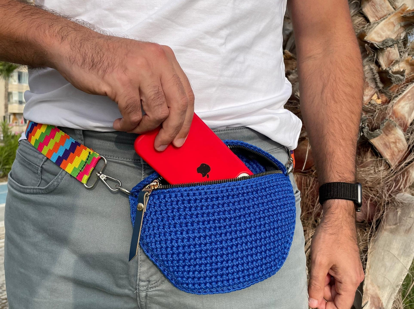 Crochet Fanny pack pattern | Beach sling bag unisex