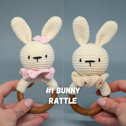 Set of 3 Amigurumi Baby Rattle Patterns - Bunny, Lion, Llama