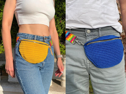 Crochet Fanny pack pattern | Beach sling bag unisex