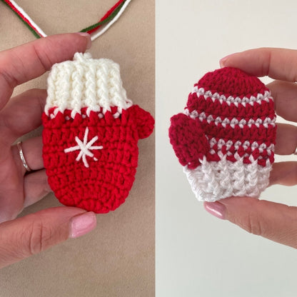 Crochet Mini Mittens Christmas Ornament Free pattern