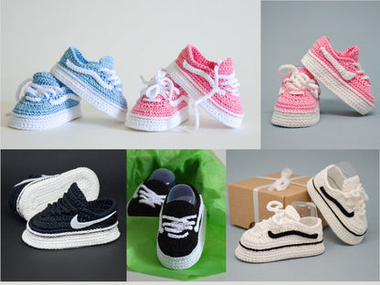 Crochet pattern baby girl boy color sneakers