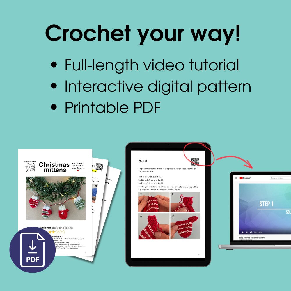 Crochet Mini Mittens Christmas Ornament Free pattern