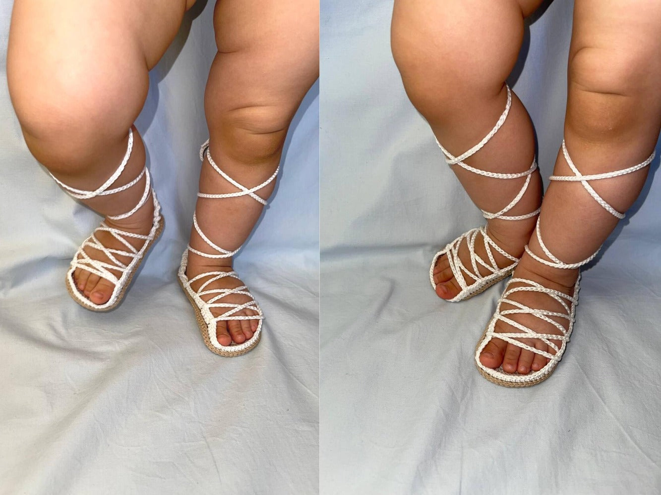 Crochet pattern baby girl summer sandals, greek gladiator girl shoes