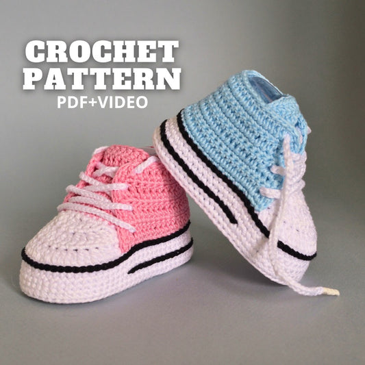 Baby high top sneakers crochet pattern