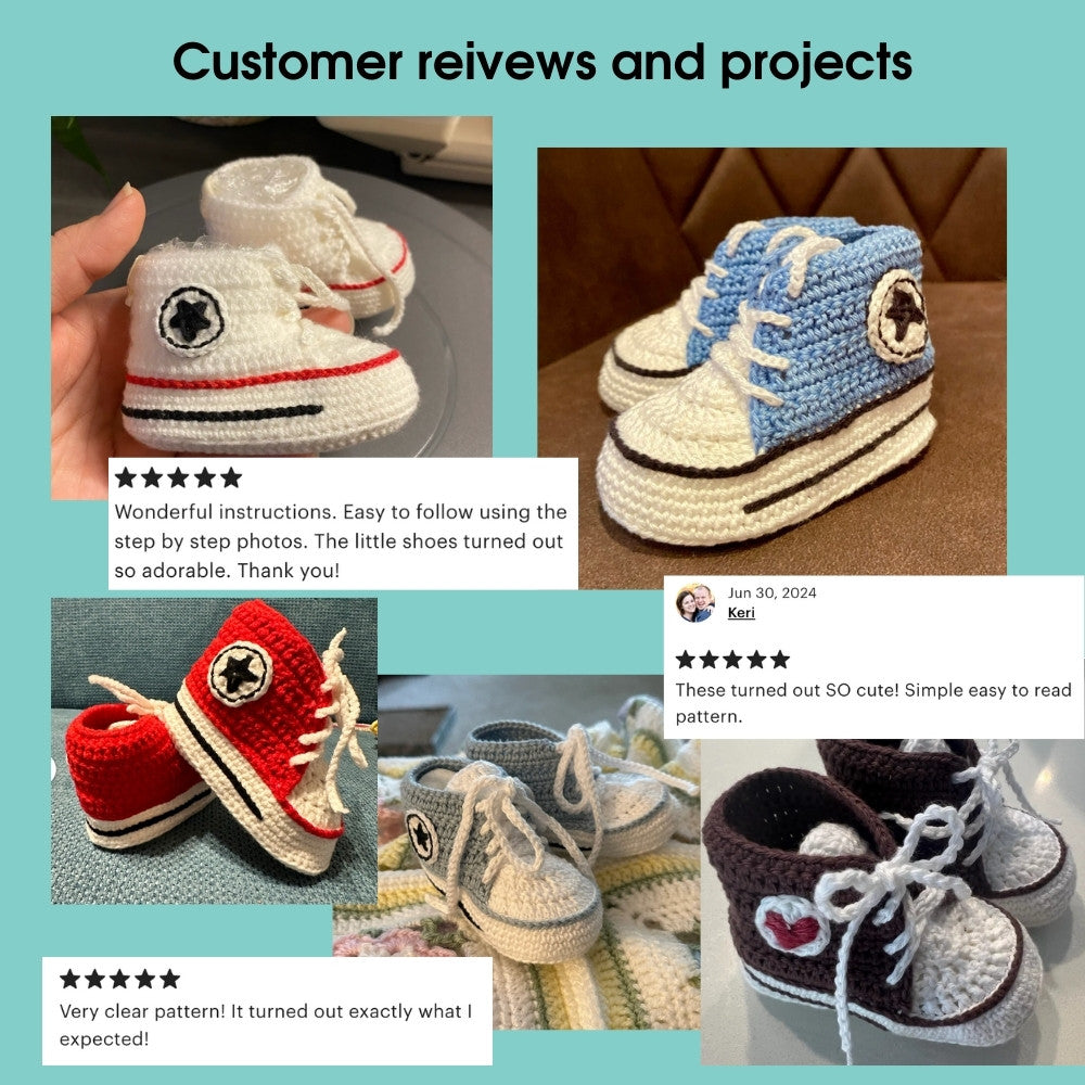 Baby high top sneakers crochet pattern