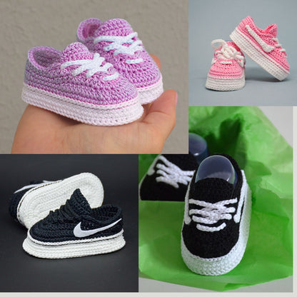 Crochet pattern baby girl boy sneakers