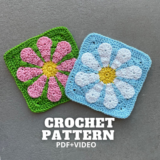 Crochet flowers granny square pattern