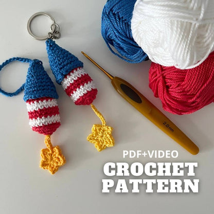 Firework keychain crochet pattern