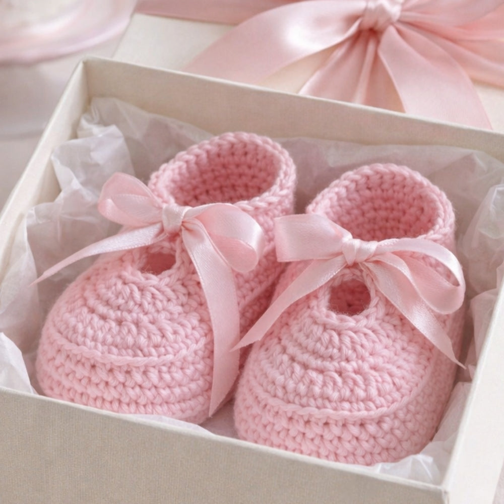 Crochet baby girl shoes pattern PDF