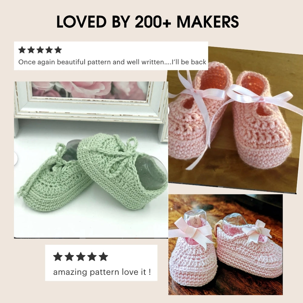Crochet baby girl shoes pattern PDF