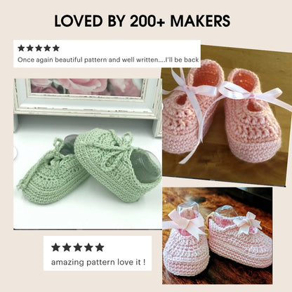 Crochet baby girl shoes pattern PDF