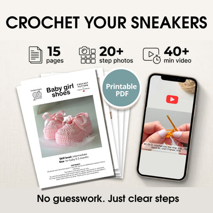 Crochet baby girl shoes pattern PDF