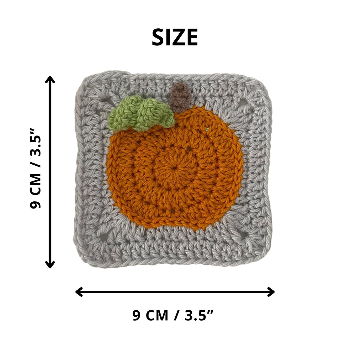 Size of Pumpkin Granny Square crochet pattern