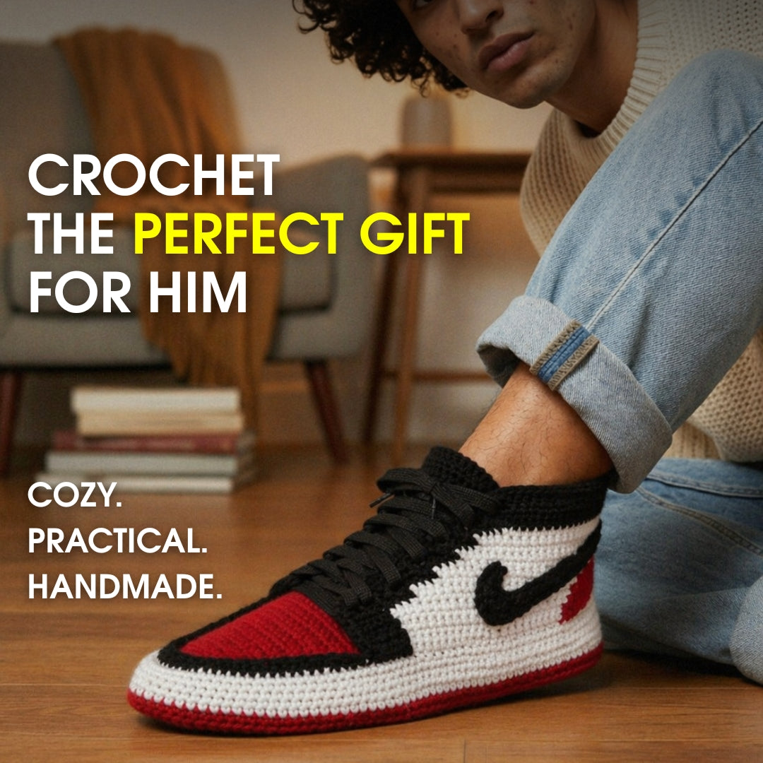 Sneaker slippers for men crochet pattern