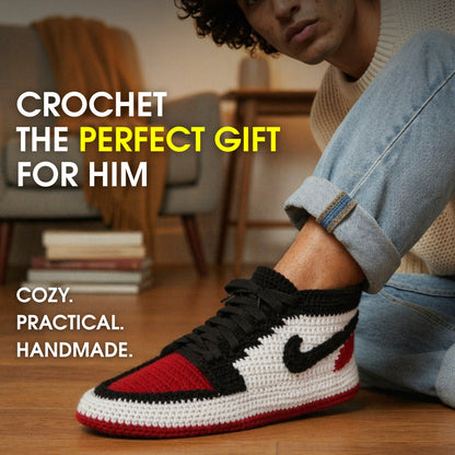 Sneaker slippers for men crochet pattern