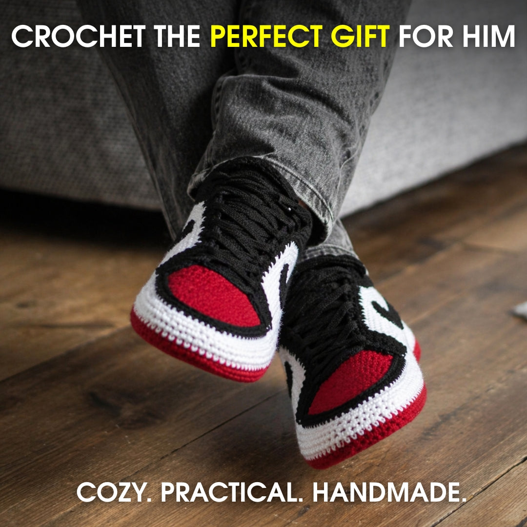 Crochet adult sneaker slippers pattern