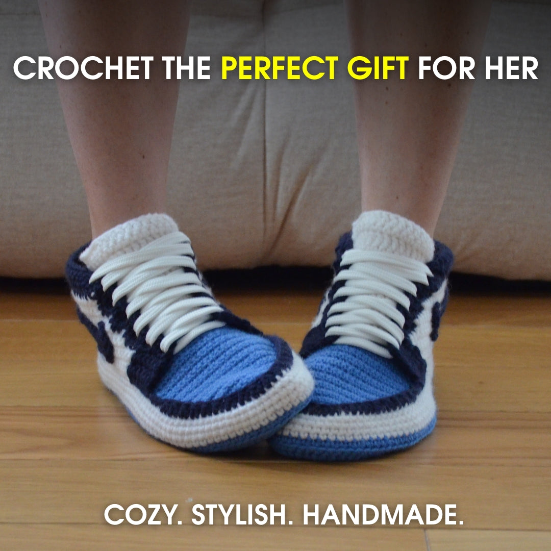 Crochet adult sneaker slippers pattern