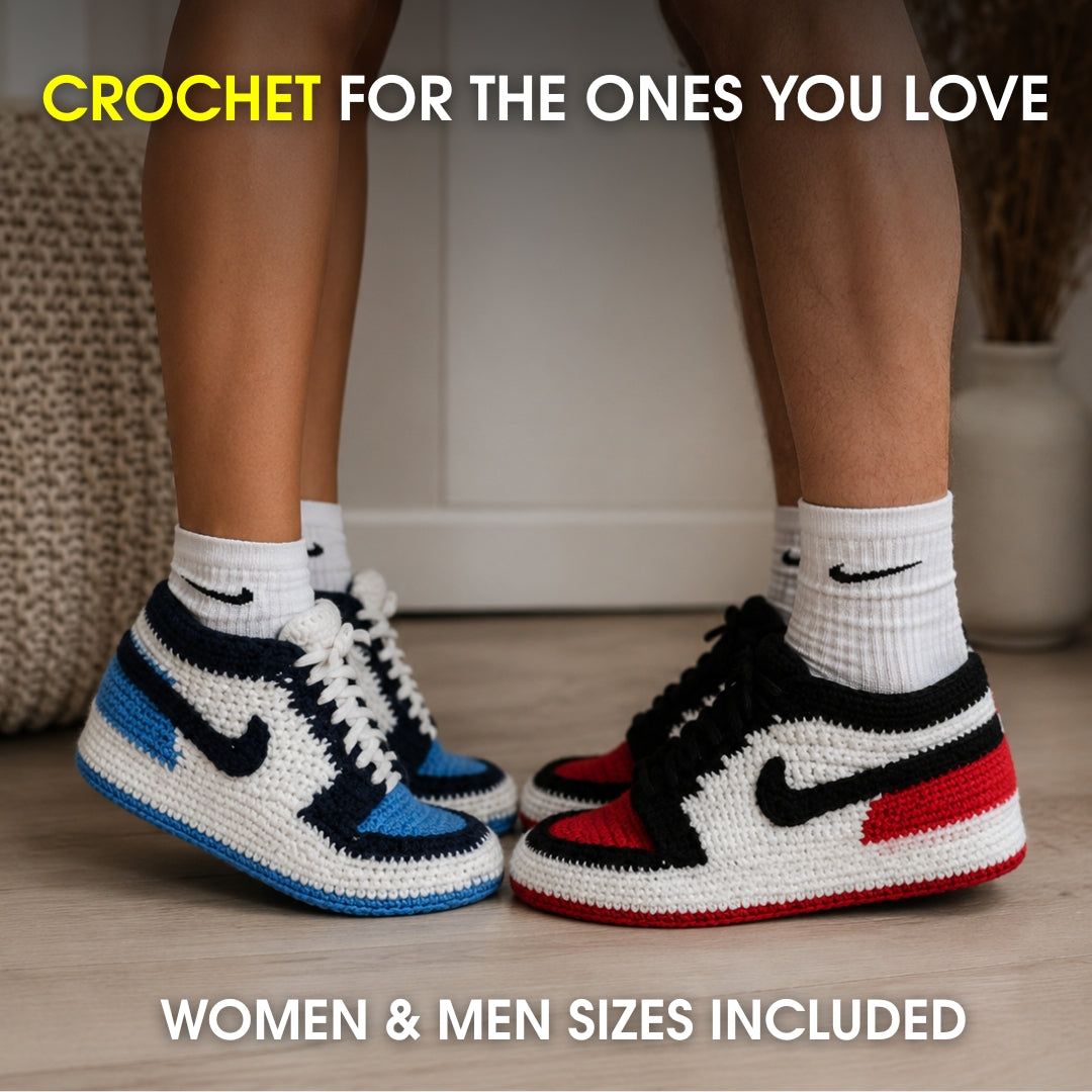 Crochet adult sneaker slippers pattern