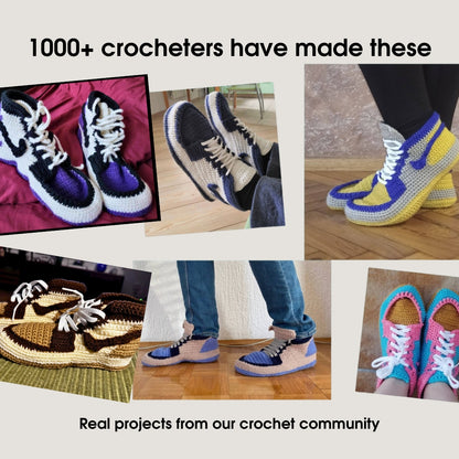 Crochet adult sneaker slippers pattern