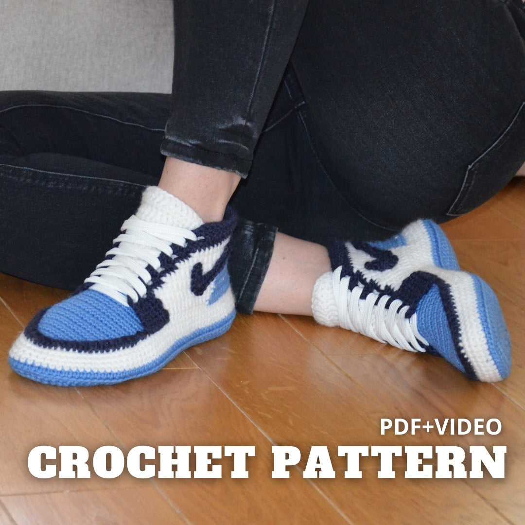 Sneaker slippers for adults crochet pattern