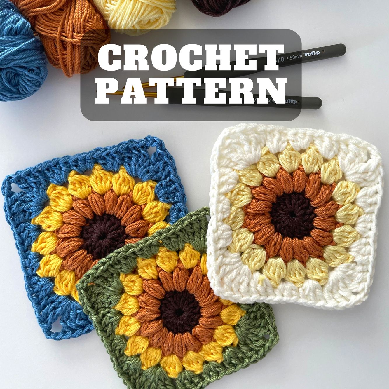 Crochet tutorial Sunflower granny square 