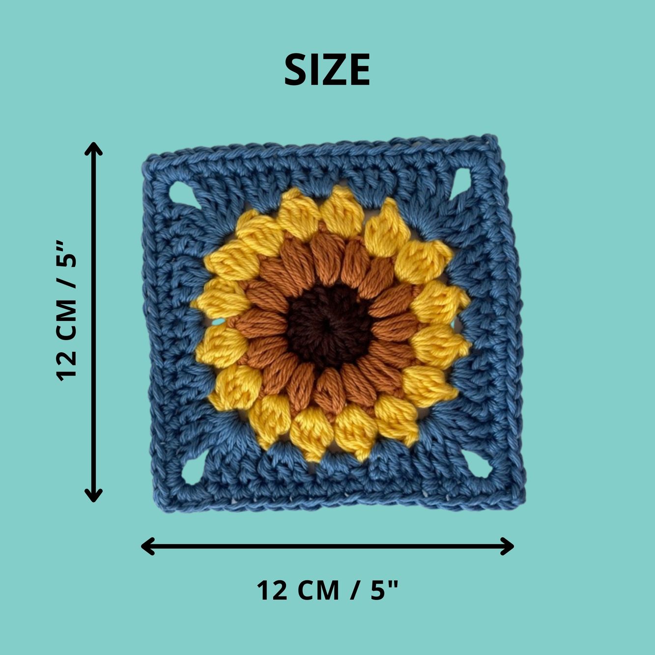 size of Sunflower granny square