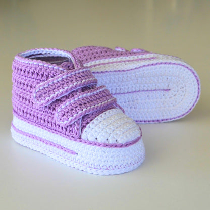 Crochet high top baby sneakers pattern, newborn Velcro booties