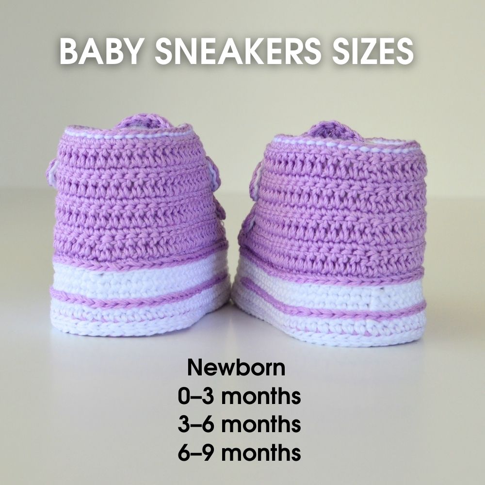 Crochet baby sneaker booties pattern sizes newborn to 9 months